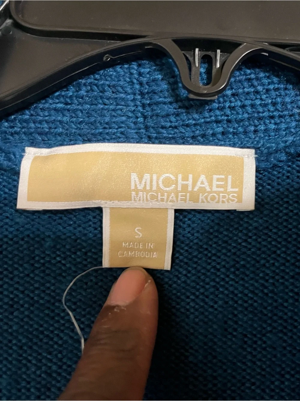 Michael Kors Teal and Navy Striped Open-Front Women’s Cardigan